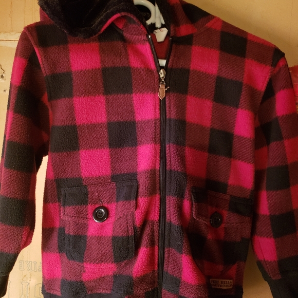 Plaid Lumberjack Kids Furry Hooded Jacket sz 8 - Picture 7 of 9